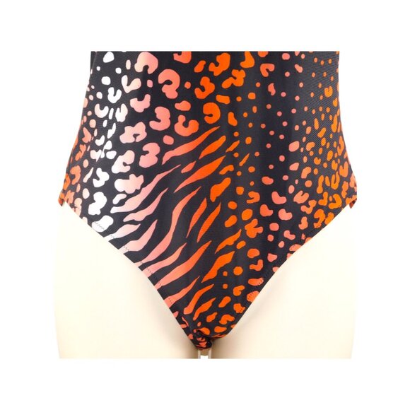 Lelloue Strapless Animal Print One Piece Swimsuit Women’s M Leopard Zebra - Picture 4 of 13
